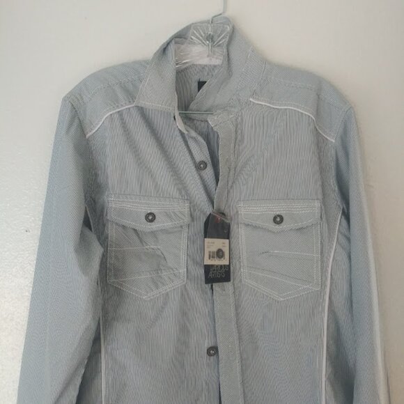 Various Artists men's size S long sleeve striped button up shirt - Picture 2 of 16